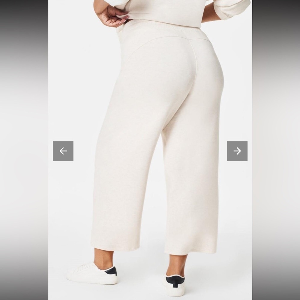 SPANX Air Essentials Cropped Wide Leg Pant in Oatmeal Heather size 2x - Picture 3 of 8